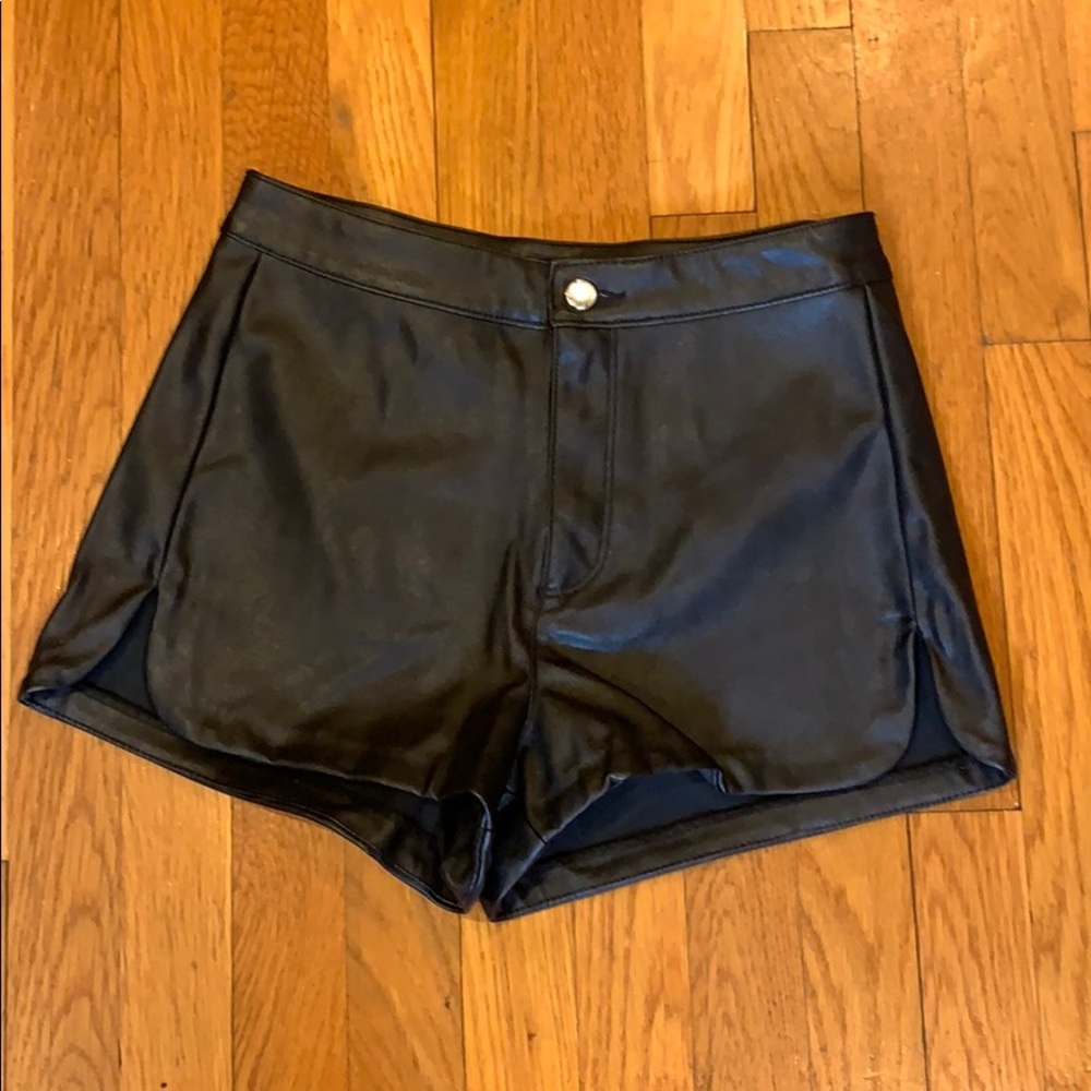 Black leather shorts